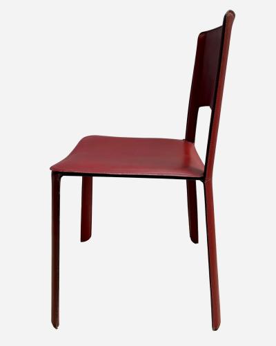  Cidue Set of six chairs in red leather Cidue Italy circa 1970