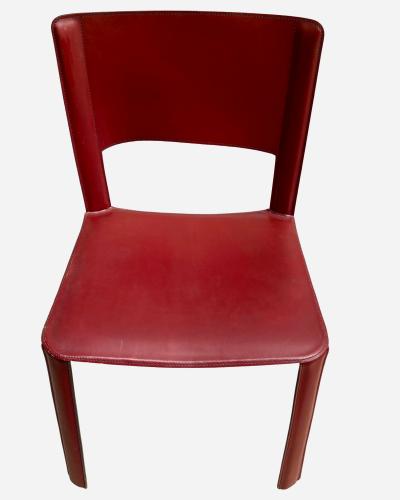  Cidue Set of six chairs in red leather Cidue Italy circa 1970