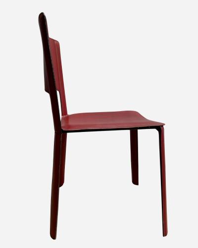 Cidue Set of six chairs in red leather Cidue Italy circa 1970