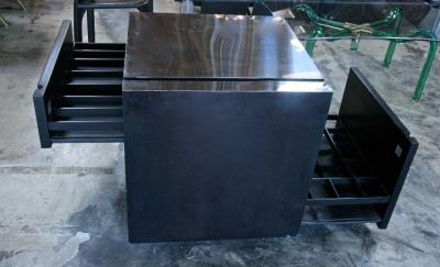  Cini Nils Italian Bar in Wood Leather and Laminated Aluminum 1970s by Cini Nils