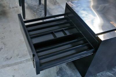  Cini Nils Italian Bar in Wood Leather and Laminated Aluminum 1970s by Cini Nils
