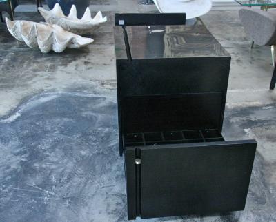  Cini Nils Italian Bar in Wood Leather and Laminated Aluminum 1970s by Cini Nils