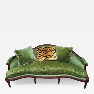  Clarence House Styly Green Silk Velver Canap Sofa Settee W Clarence House Tiger Pillow