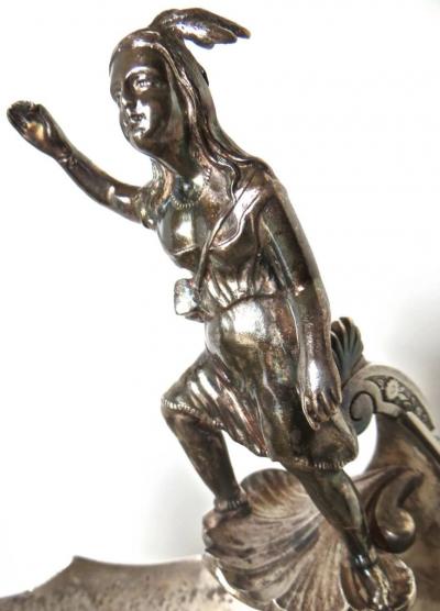  Clive Devenish Antiques Indian Figural Silver Plated Fruit Bowl