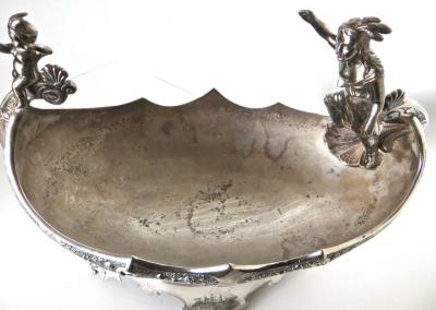  Clive Devenish Antiques Indian Figural Silver Plated Fruit Bowl