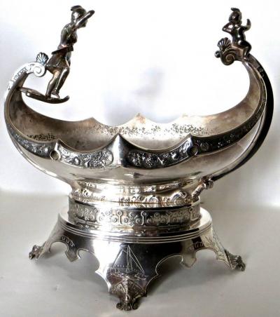  Clive Devenish Antiques Indian Figural Silver Plated Fruit Bowl