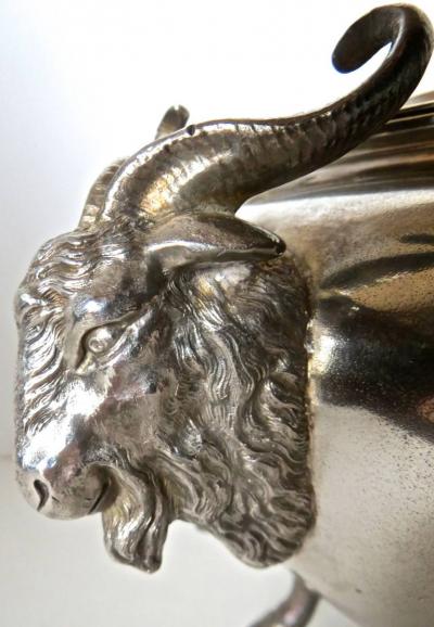  Clive Devenish Antiques Silver Plated Covered Tureen with Deer Ram Motif Circa 1885 Meriden 