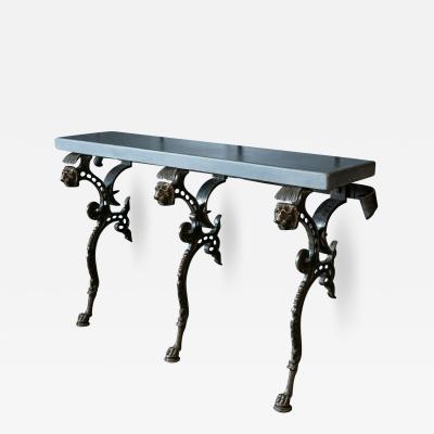  Coalbrookdale 19thC English Coalbrookdale Cast Iron Lion Console Table