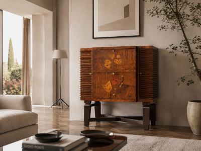  Colli Torino Italian Art Deco Sideboard or Bar Cabinet with Inlayed Doors by Colli 1940s