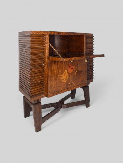  Colli Torino Italian Art Deco Sideboard or Bar Cabinet with Inlayed Doors by Colli 1940s