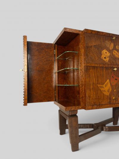 Colli Torino Italian Art Deco Sideboard or Bar Cabinet with Inlayed Doors by Colli 1940s