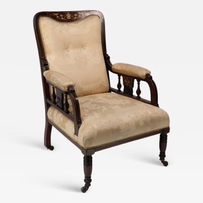  Collinson Lock Stephen Webb for Collinson Lock Attr Late Victorian Inlaid Mahogany Armchair