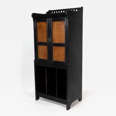  Collinson Walton Collinson Walton An Aesthetic Movement Burr Walnut Ebonized Music Cabinet