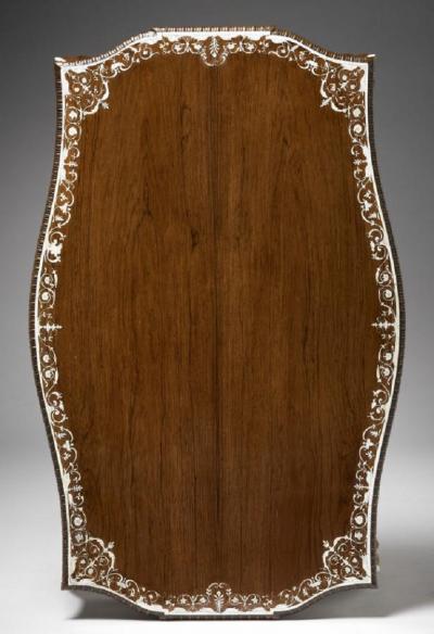  Collinson and Lock Finest Museum Standard Rosewood and Ivory Inlaid Occassional Center Table