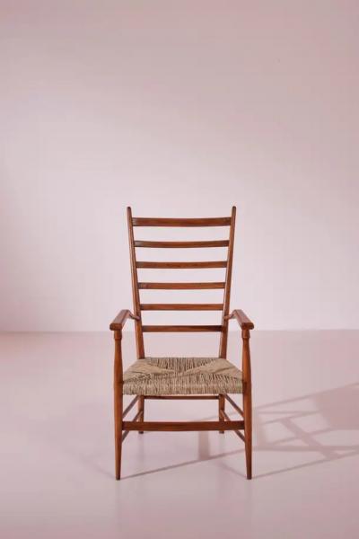  Colombo Sanguineti Colombo Sanguineti beech and rope Sei stecche armchairs Chiavari italy 1947