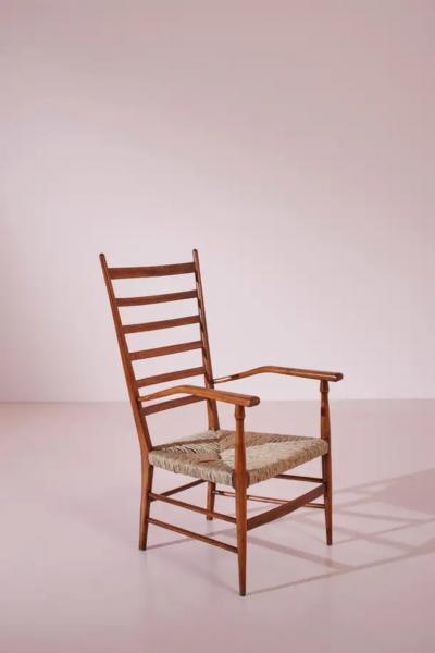  Colombo Sanguineti Colombo Sanguineti beech and rope Sei stecche armchairs Chiavari italy 1947