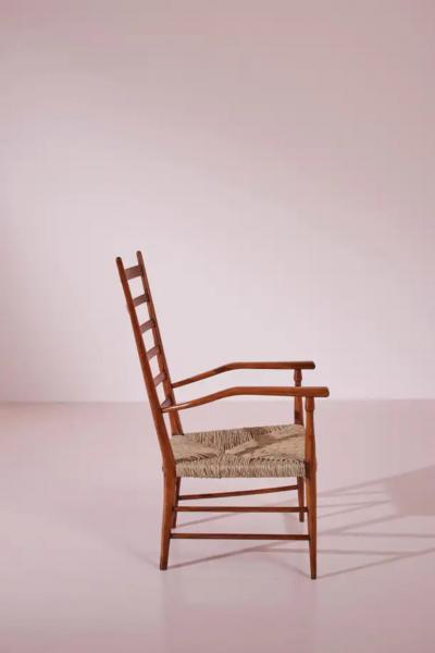  Colombo Sanguineti Colombo Sanguineti beech and rope Sei stecche armchairs Chiavari italy 1947
