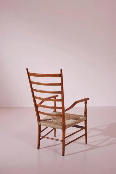  Colombo Sanguineti Colombo Sanguineti beech and rope Sei stecche armchairs Chiavari italy 1947