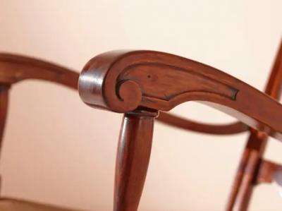  Colombo Sanguineti Colombo Sanguineti rocking chair made of beech and woven straw Chiavari 1940s