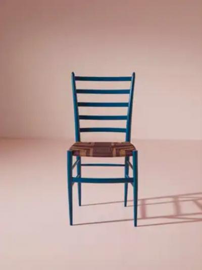  Colombo Sanguineti Colombo Sanguineti set of eight chairs Cinque Stecche Chiavari Italy 1940s