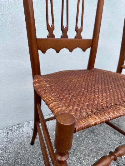  Colombo Sanguineti Mobili Sanguineti Chiavari Set of Four 4 Wood and Wicker Chairs