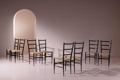  Colombo Sanguineti Set of 8 Chiavari Dining Chairs by Colombo Sanguineti Italy 1950s