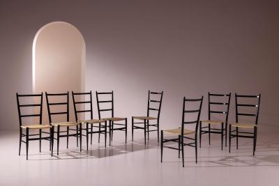  Colombo Sanguineti Set of 8 Chiavari Dining Chairs by Colombo Sanguineti Italy 1950s