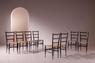  Colombo Sanguineti Set of 8 Chiavari Dining Chairs by Colombo Sanguineti Italy 1950s