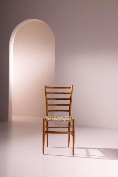  Colombo Sanguineti Set of eight chairs in beech and rope by Colombo Sanguineti Italy 1950s