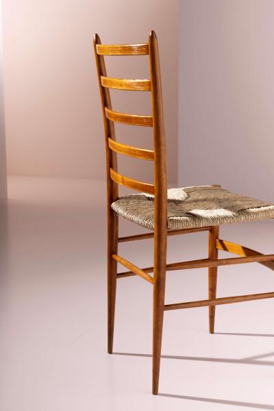  Colombo Sanguineti Set of eight chairs in beech and rope by Colombo Sanguineti Italy 1950s