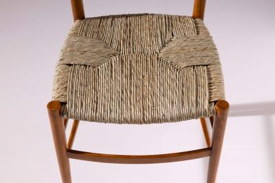  Colombo Sanguineti Set of eight chairs in beech and rope by Colombo Sanguineti Italy 1950s