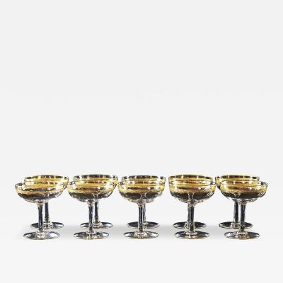  Compagnie des Cristalleries de Saint Louis St Louis Crystal Saint Louis 10 Pcs Set of Saint Louis Roty Collection Gilt Crystal Champagne Coupes