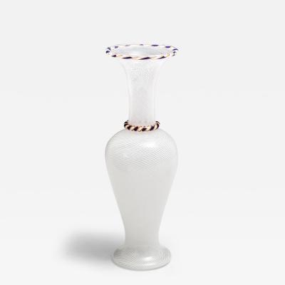  Compagnie des Cristalleries de Saint Louis St Louis Crystal Saint Louis A FINE WHITE SPIRAL VASE BY SAINT LOUIS UNUSUALLY WITH BLUE YELLOW RIM