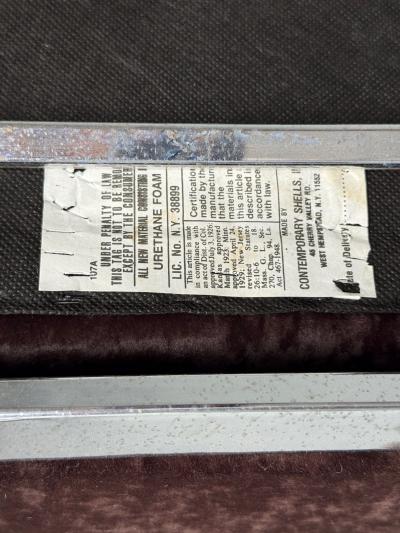  Contemporary Shells Pierre Cardin Chromed Metal Velvet Six Dining Chairs USA 1970s