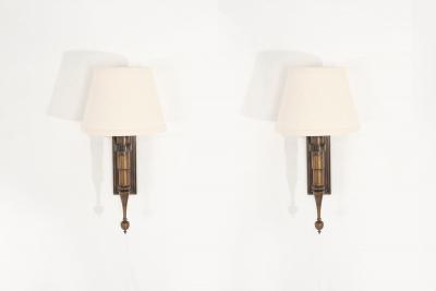  ControLight Pair of Custom French Single Library Sconce in Solid Brass 2000c 