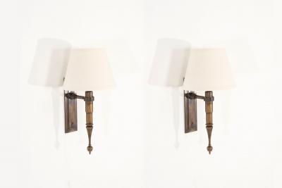  ControLight Pair of Custom French Single Library Sconce in Solid Brass 2000c 