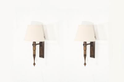  ControLight Pair of Custom French Single Library Sconce in Solid Brass 2000c 