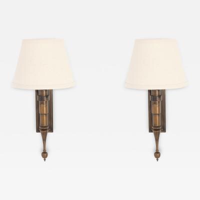  ControLight Pair of Custom French Single Library Sconce in Solid Brass 2000c 