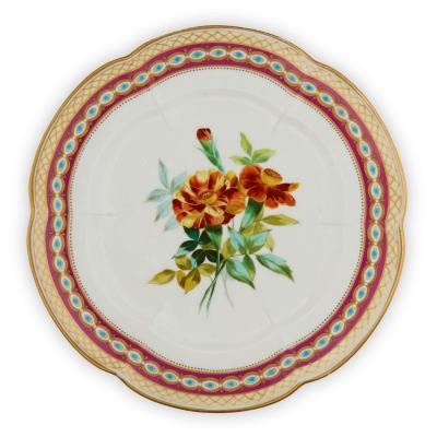  Copeland Set of three British porcelain plates with flowers by Copeland