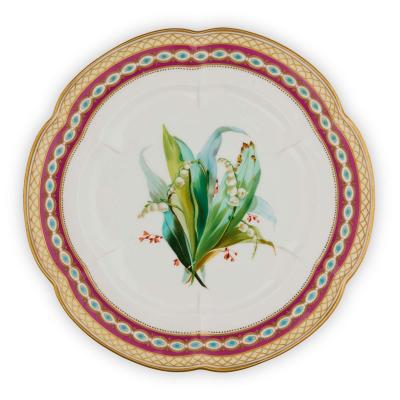  Copeland Set of three British porcelain plates with flowers by Copeland