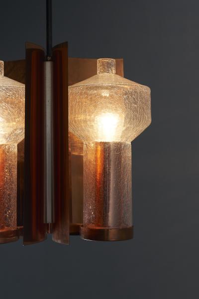  Cosack Leuchten Copper and Crackle Glass Pendant 1960s