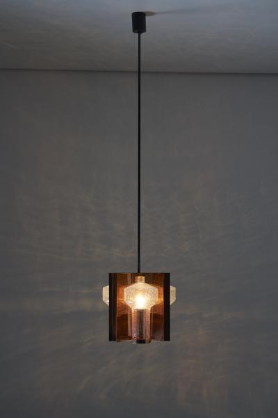  Cosack Leuchten Copper and Crackle Glass Pendant 1960s