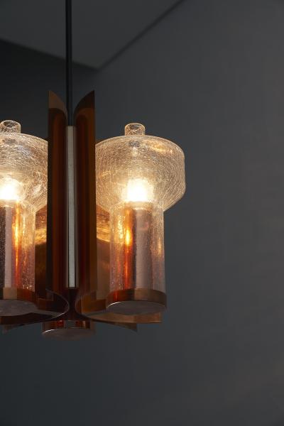  Cosack Leuchten Copper and Crackle Glass Pendant 1960s