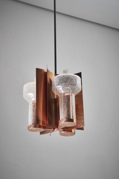  Cosack Leuchten Copper and Crackle Glass Pendant 1960s