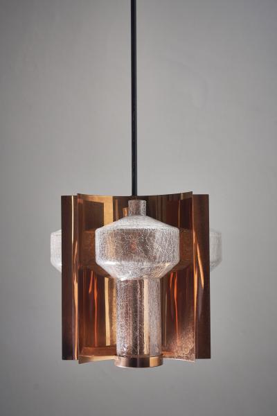  Cosack Leuchten Copper and Crackle Glass Pendant 1960s