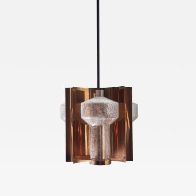  Cosack Leuchten Copper and Crackle Glass Pendant 1960s