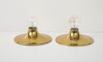  Cosack Leuchten Pair of Large 1960s Gold Wall Sconces Ceiling Lights by Cosack