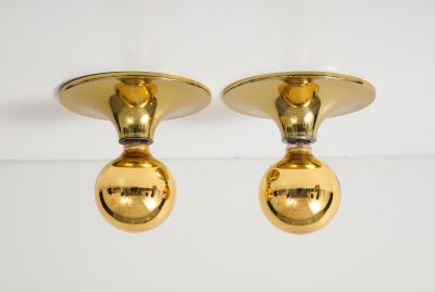  Cosack Leuchten Pair of Large 1960s Gold Wall Sconces Ceiling Lights by Cosack