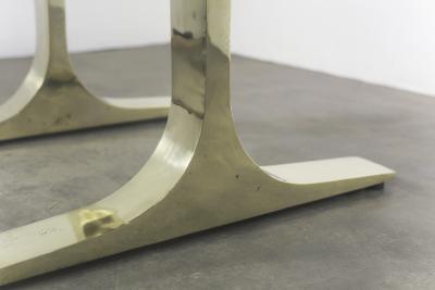  Costantini Design Ambrosi Live Edge Walnut Slab Table with Cast Bronze Bases