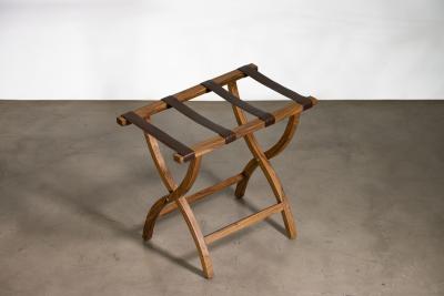  Costantini Design Argentine Rosewood Slung Leather Luggage Rack from Costantini Valerio in Stock